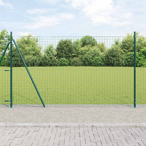 vidaXL Fence with Posts Green 1.6 x 10 m Steel