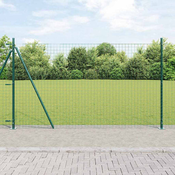 vidaXL Fence with Posts Green 1.6 x 10 m Steel