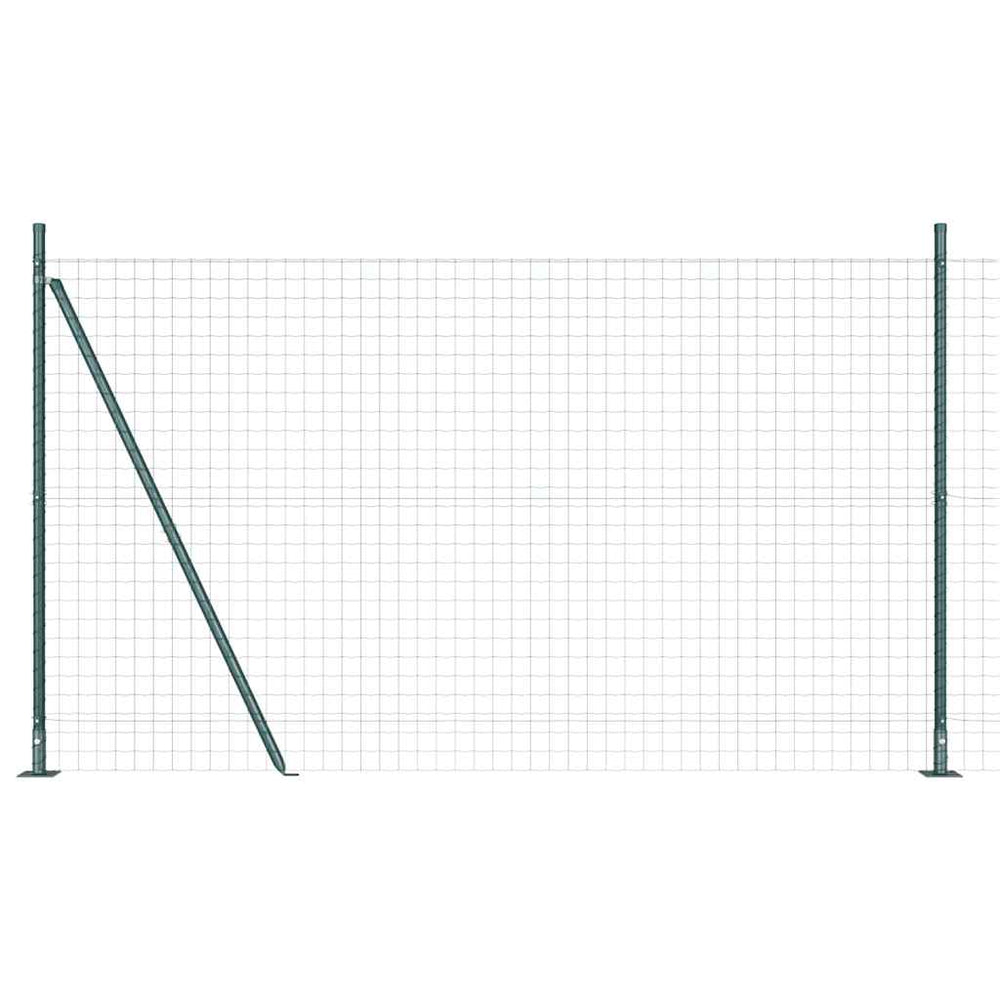 vidaXL Fence with Posts Green 1.6 x 10 m Steel