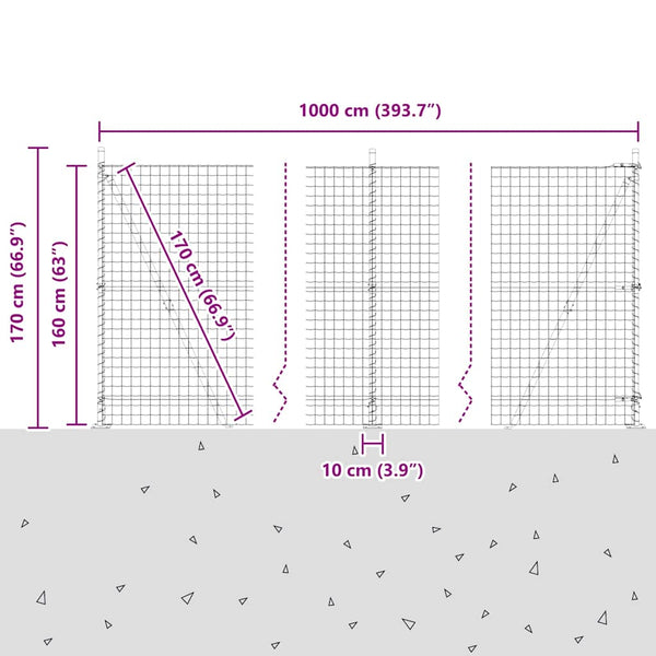 vidaXL Fence with Posts Green 1.6 x 10 m Steel