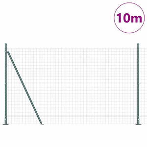 vidaXL Fence with Posts Green 1.6 x 10 m Steel
