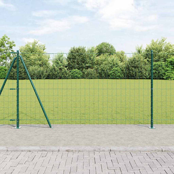 vidaXL Fence with Posts Green 1.2 x 10 m Steel and PVC