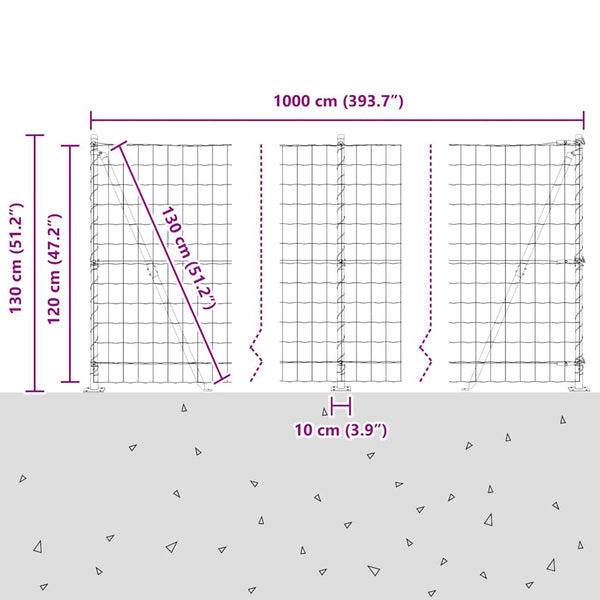 vidaXL Fence with Posts Green 1.2 x 10 m Steel and PVC