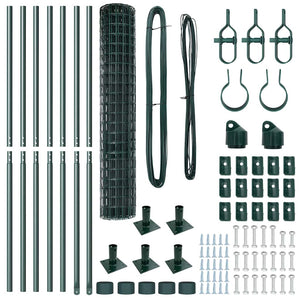 vidaXL Fence with Posts Green 1.5 x 10 m Steel and PVC