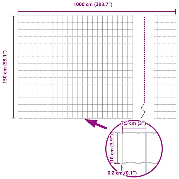 vidaXL Fence with Posts Green 1.5 x 10 m Steel and PVC