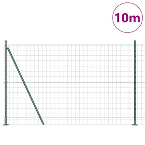 vidaXL Fence with Posts Green 1.5 x 10 m Steel and PVC