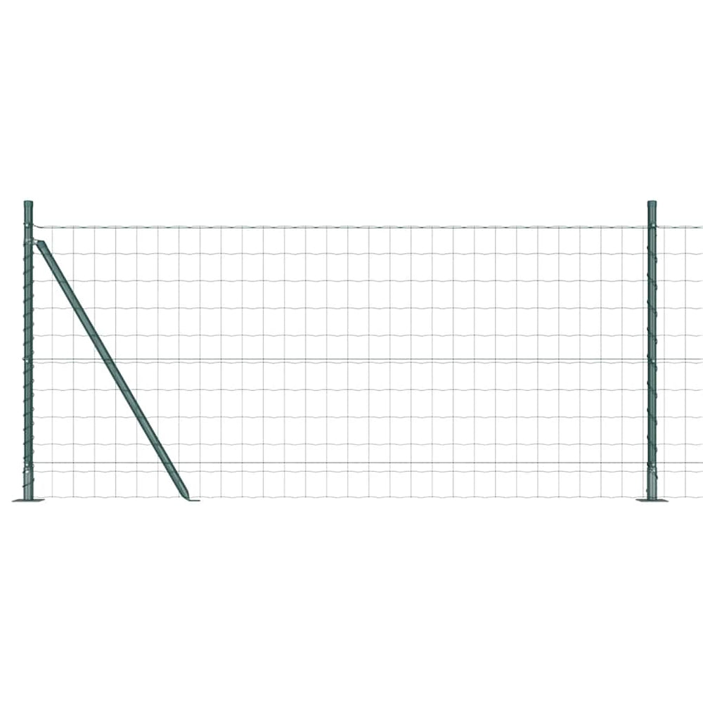 vidaXL Fence with Posts Green 1 x 25 m Steel and PVC