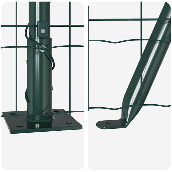 vidaXL Fence with Posts Green 1.2 x 25 m Steel and PVC