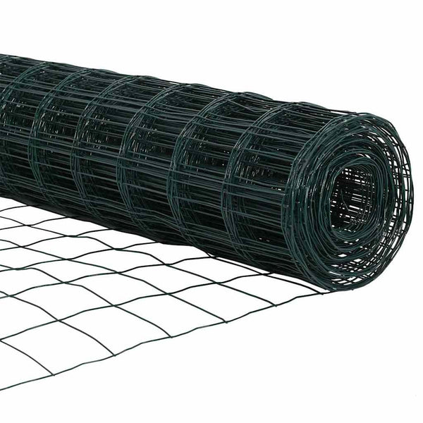 vidaXL Fence with Posts Green 1.2 x 25 m Steel and PVC