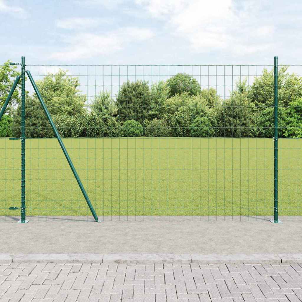 vidaXL Fence with Posts Green 1.2 x 25 m Steel and PVC