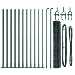 vidaXL Fence with Posts Green 1.2 x 25 m Steel and PVC