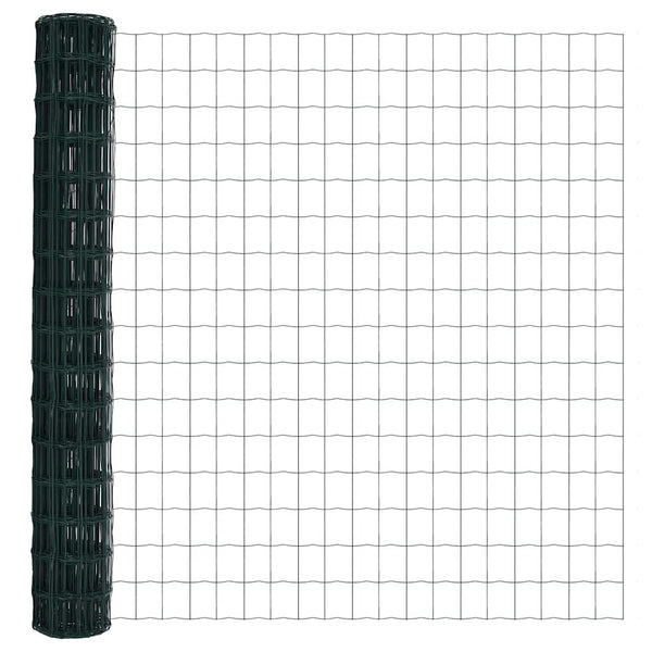 vidaXL Fence with Posts Green 1.2 x 25 m Steel and PVC