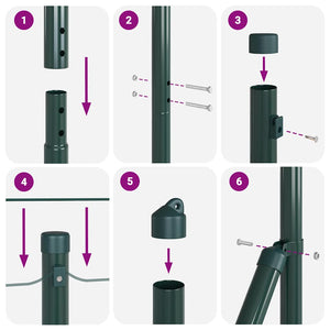 vidaXL Fence with Posts Green 1.2 x 25 m Steel and PVC