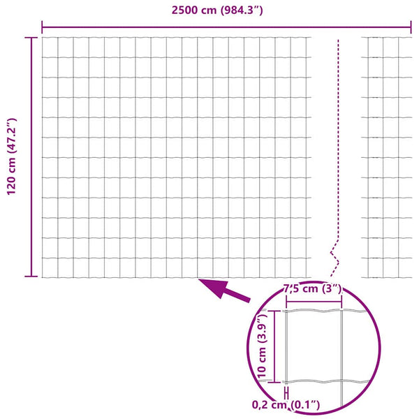 vidaXL Fence with Posts Green 1.2 x 25 m Steel and PVC