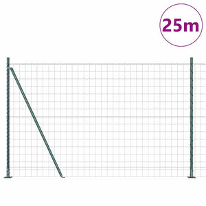 vidaXL Fence with Posts Green 1.2 x 25 m Steel and PVC