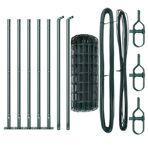 vidaXL Fence with Posts Green 0.4 x 10 m Steel and PVC