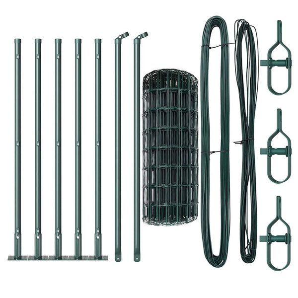 vidaXL Fence with Posts Green 0.4 x 10 m Steel and PVC