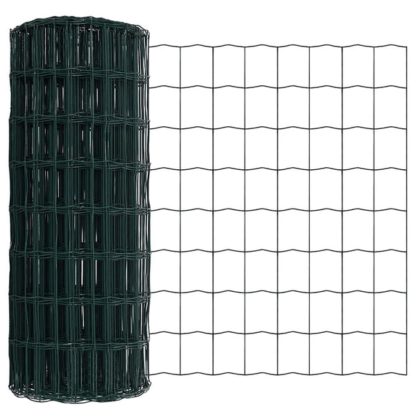 vidaXL Fence with Posts Green 0.4 x 10 m Steel and PVC