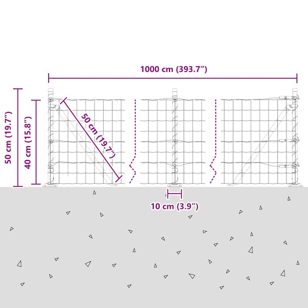 vidaXL Fence with Posts Green 0.4 x 10 m Steel and PVC