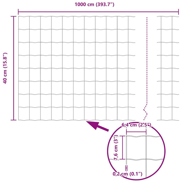 vidaXL Fence with Posts Green 0.4 x 10 m Steel and PVC