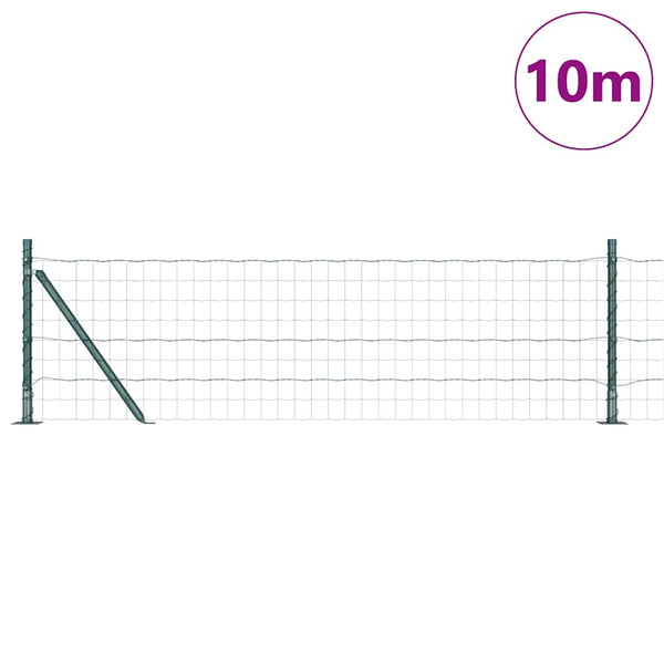 vidaXL Fence with Posts Green 0.4 x 10 m Steel and PVC