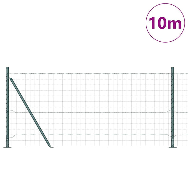vidaXL Fence with Posts Green 1 x 10 m Steel