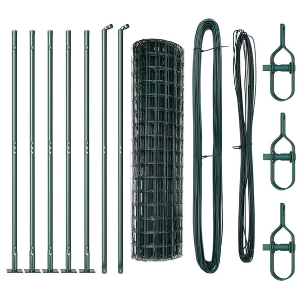 vidaXL Fence with Posts Green 1.2 x 10 m Steel
