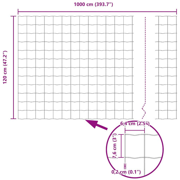 vidaXL Fence with Posts Green 1.2 x 10 m Steel
