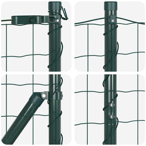 vidaXL Fence with Posts Green 1.4 x 10 m Steel and PVC
