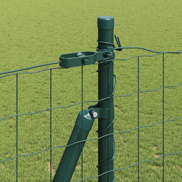 vidaXL Fence with Posts Green 1.4 x 10 m Steel and PVC
