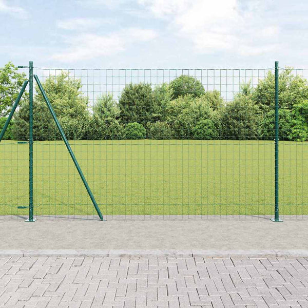 vidaXL Fence with Posts Green 1.4 x 10 m Steel and PVC
