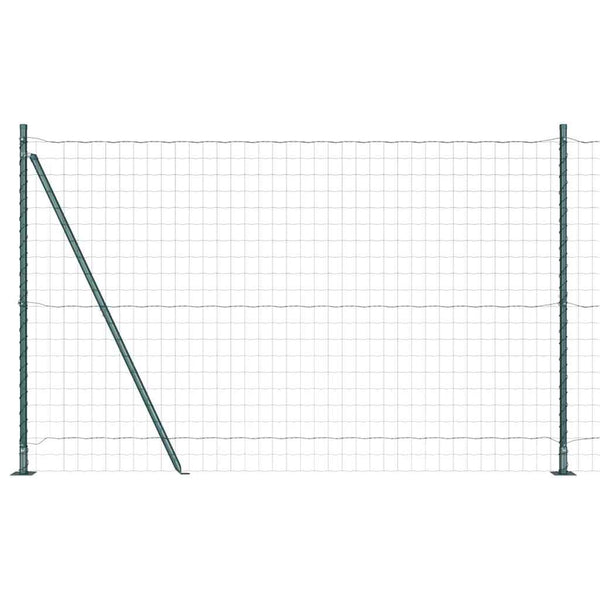 vidaXL Fence with Posts Green 1.4 x 10 m Steel and PVC