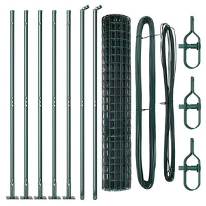 vidaXL Fence with Posts Green 1.4 x 10 m Steel and PVC
