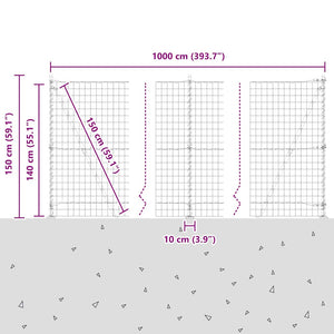 vidaXL Fence with Posts Green 1.4 x 10 m Steel and PVC