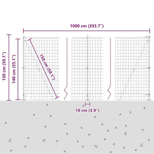 vidaXL Fence with Posts Green 1.4 x 10 m Steel and PVC