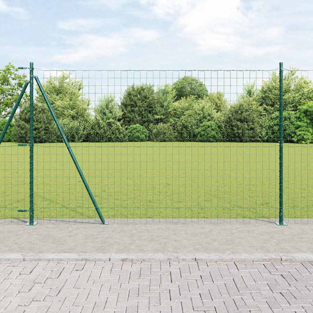 vidaXL Fence with Posts Green 1.5 x 10 m Steel
