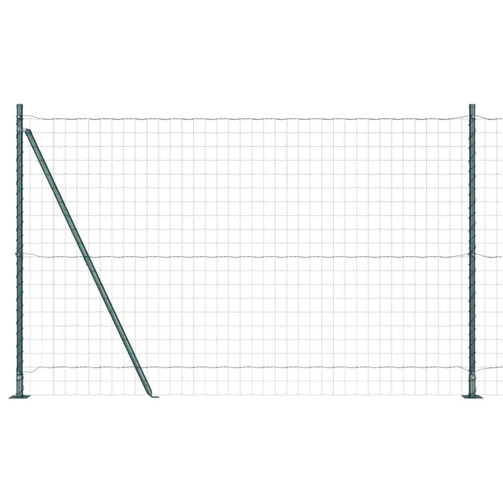 vidaXL Fence with Posts Green 1.6 x 10 m Steel and PVC