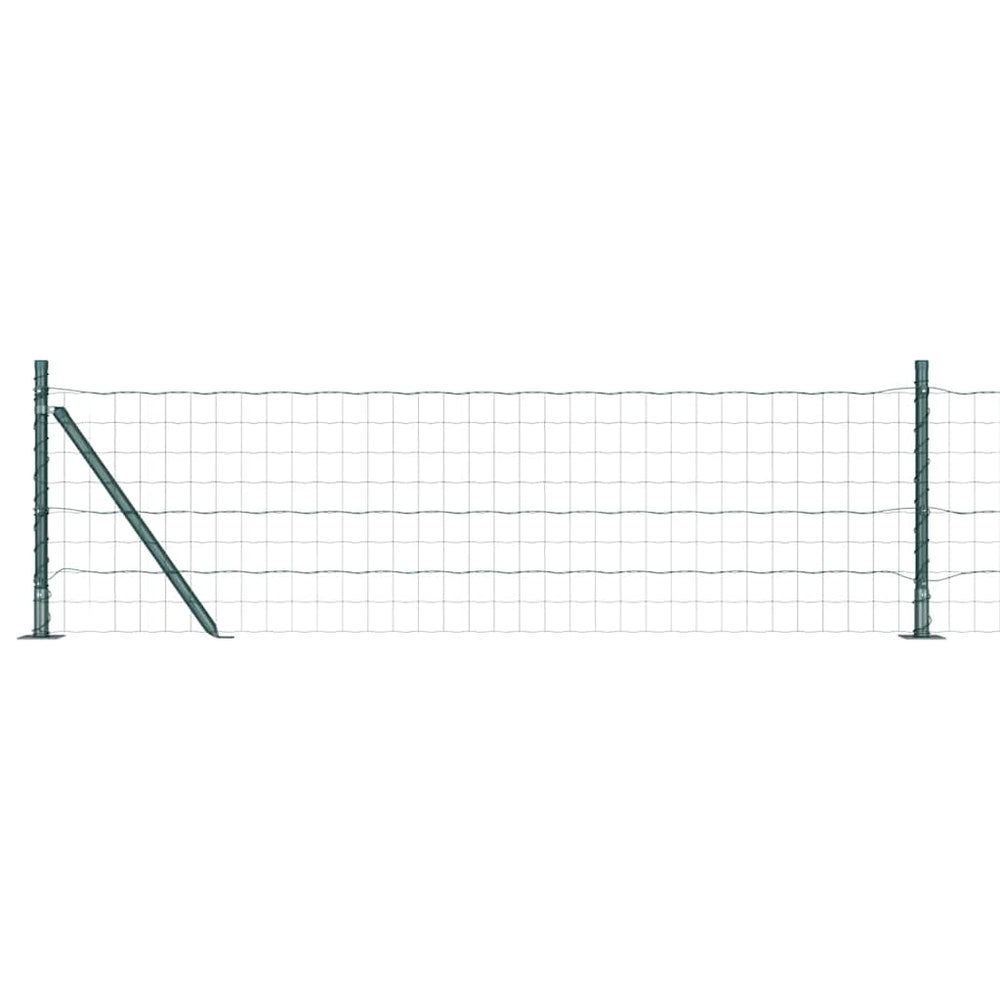 vidaXL Fence with Posts Green 0.6 x 25 m Steel and PVC