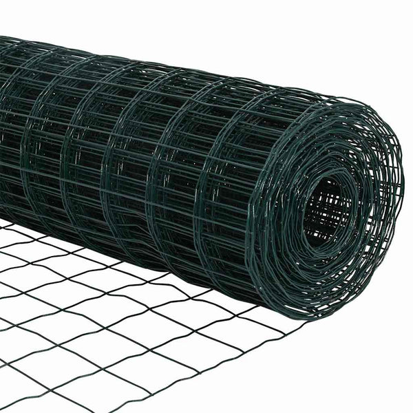 vidaXL Fence with Posts Green 0.8 x 25 m Steel