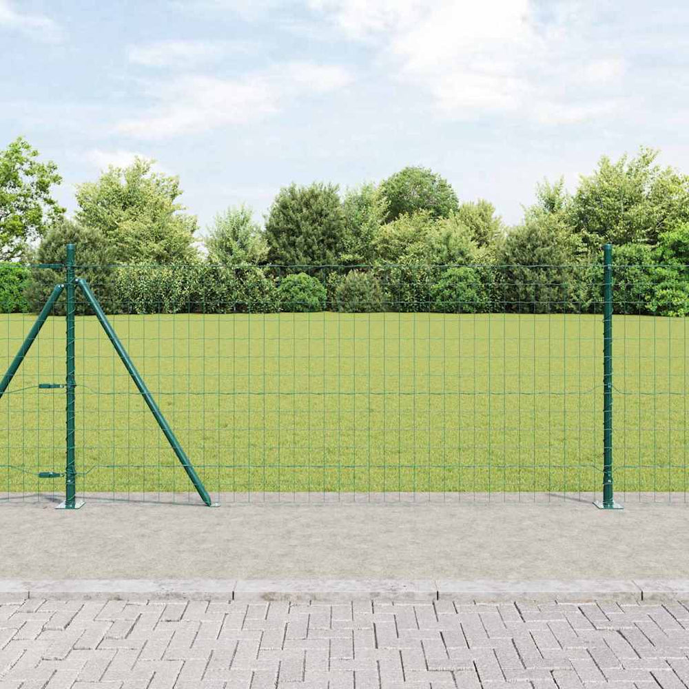 vidaXL Fence with Posts Green 0.8 x 25 m Steel