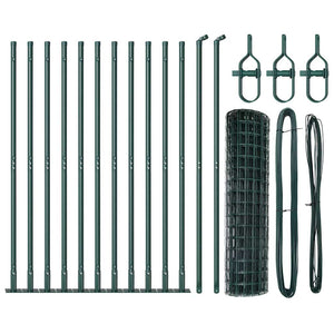 vidaXL Fence with Posts Green 0.8 x 25 m Steel