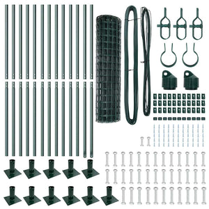 vidaXL Fence with Posts Green 0.8 x 25 m Steel