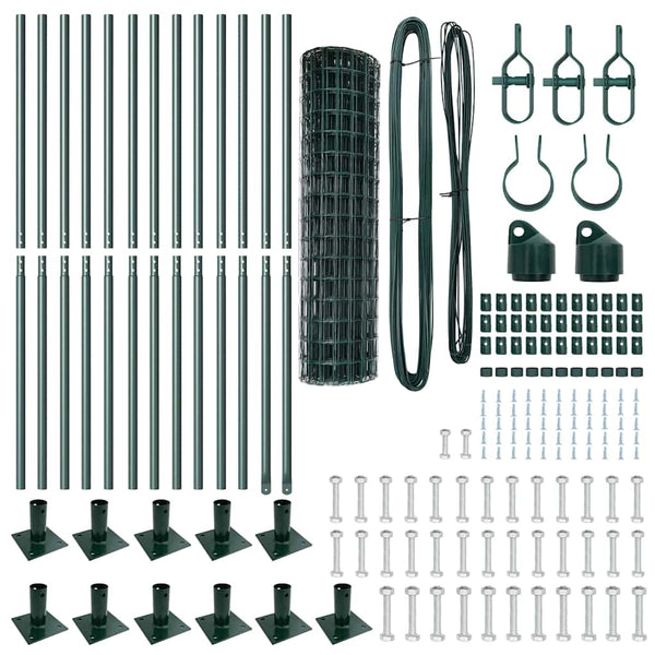 vidaXL Fence with Posts Green 0.8 x 25 m Steel