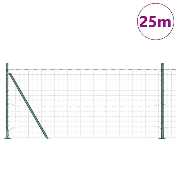vidaXL Fence with Posts Green 0.8 x 25 m Steel