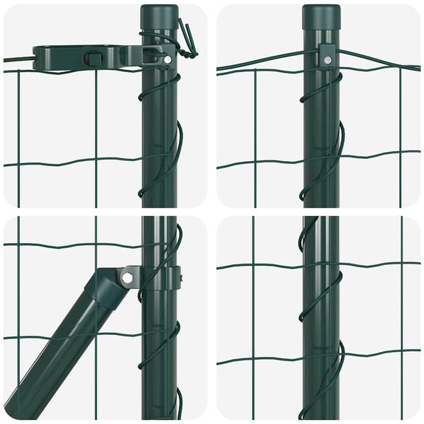vidaXL Fence with Posts Green 1 x 25 m Steel