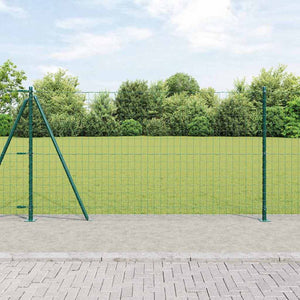 vidaXL Fence with Posts Green 1.2 x 25 m Steel