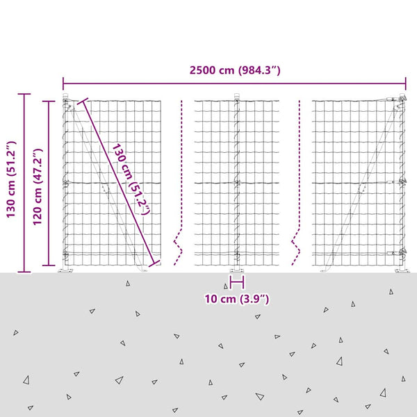 vidaXL Fence with Posts Green 1.2 x 25 m Steel