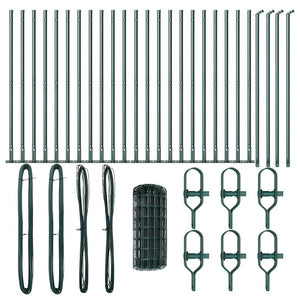 vidaXL Fence with Posts Green 0.6 x 50 m Steel and PVC