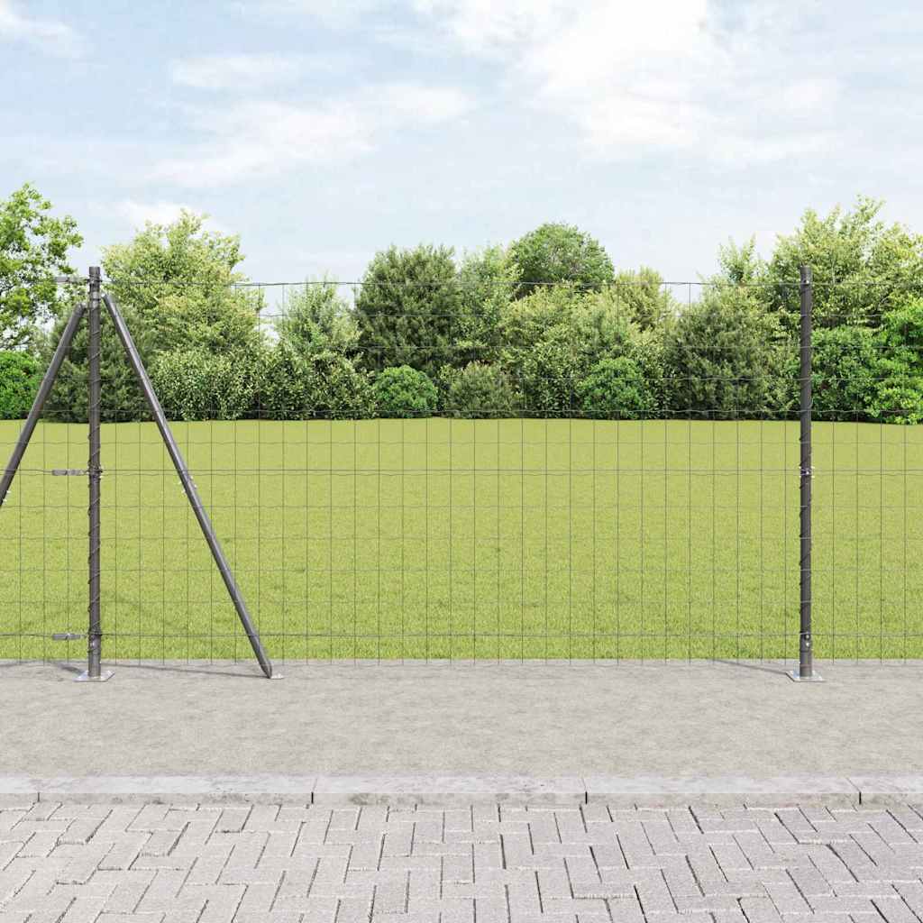 vidaXL Fence with Posts Grey 1.2 x 10 m Steel and PVC