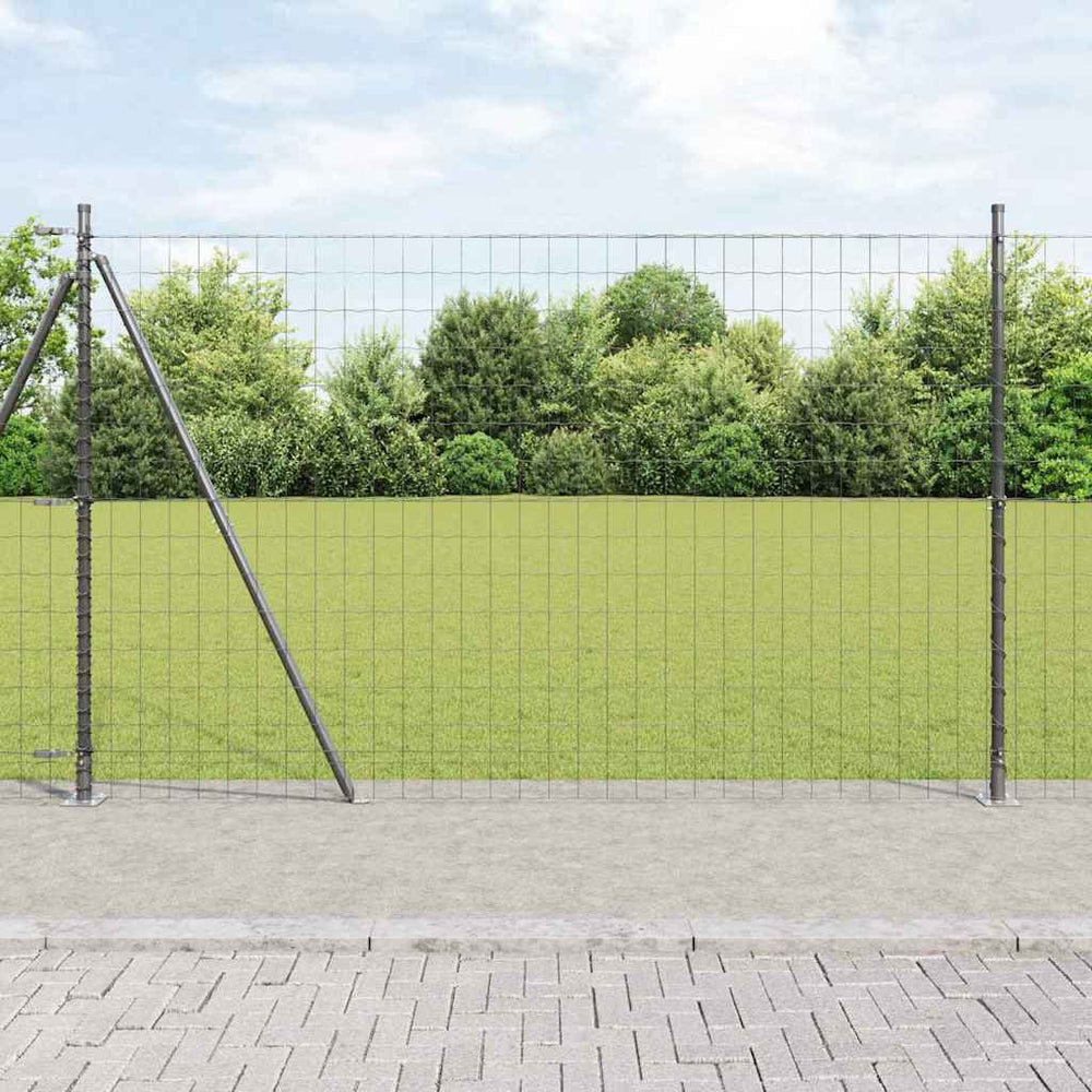 vidaXL Fence with Posts Grey 1.5 x 10 m Steel and PVC